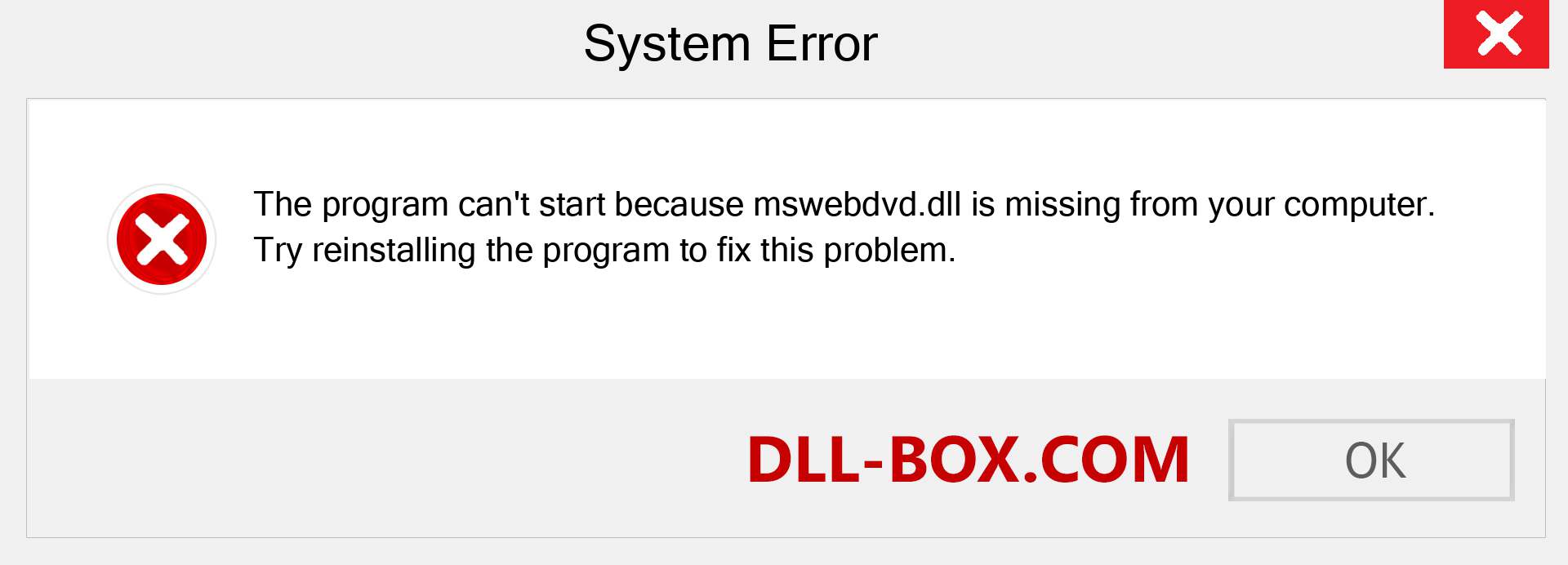  mswebdvd.dll file is missing?. Download for Windows 7, 8, 10 - Fix  mswebdvd dll Missing Error on Windows, photos, images